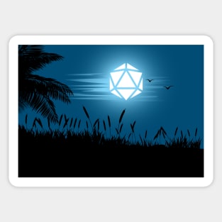 Tropical Night Full Moon D20 Dice RPG Night Roleplaying Landscapes Sticker